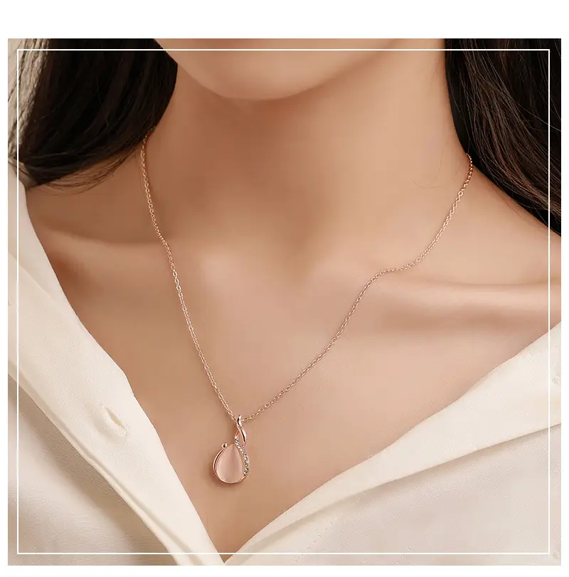 Elegant Diamond Zircon Necklace Earrings Set Gold Plated — feature 11