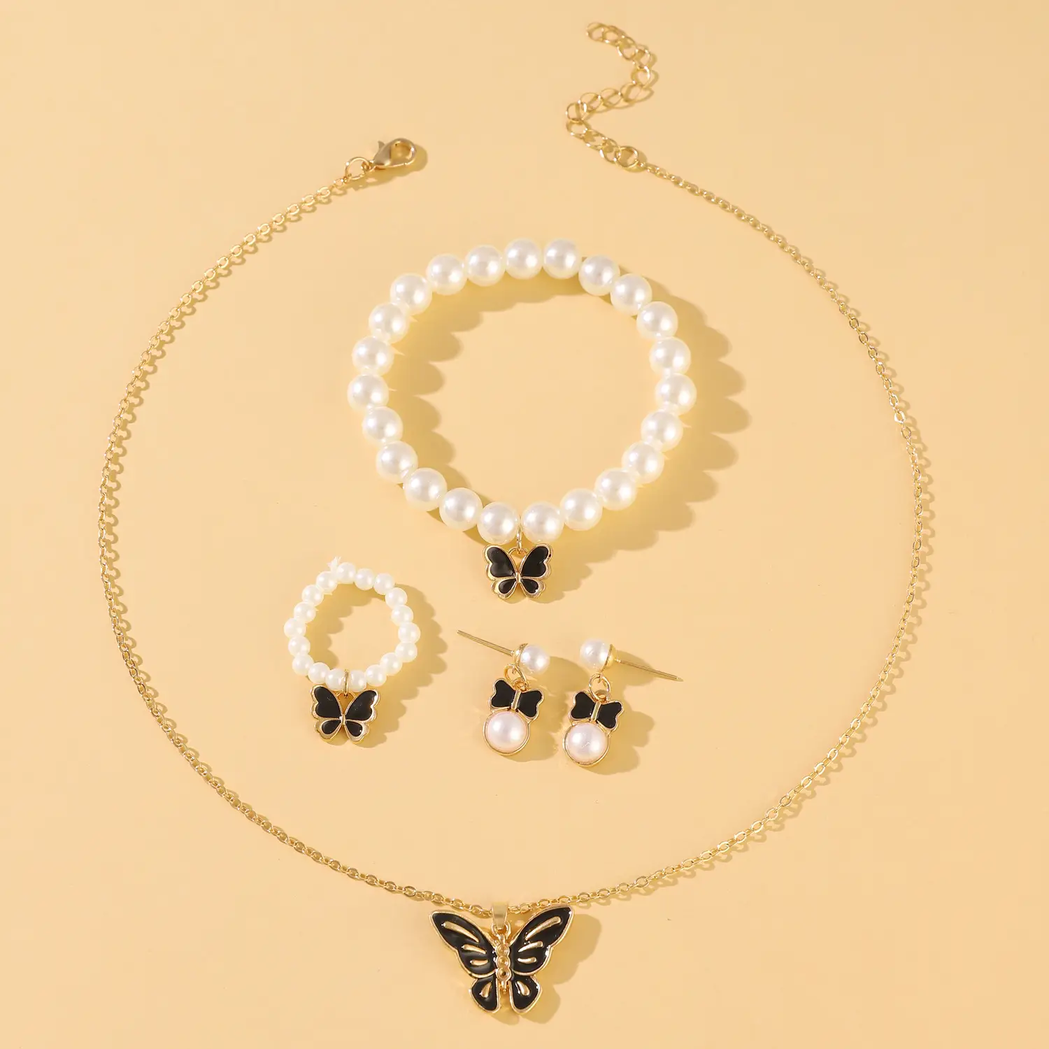 Elegant Diamond Zircon Necklace Earrings Set Gold Plated — feature 18