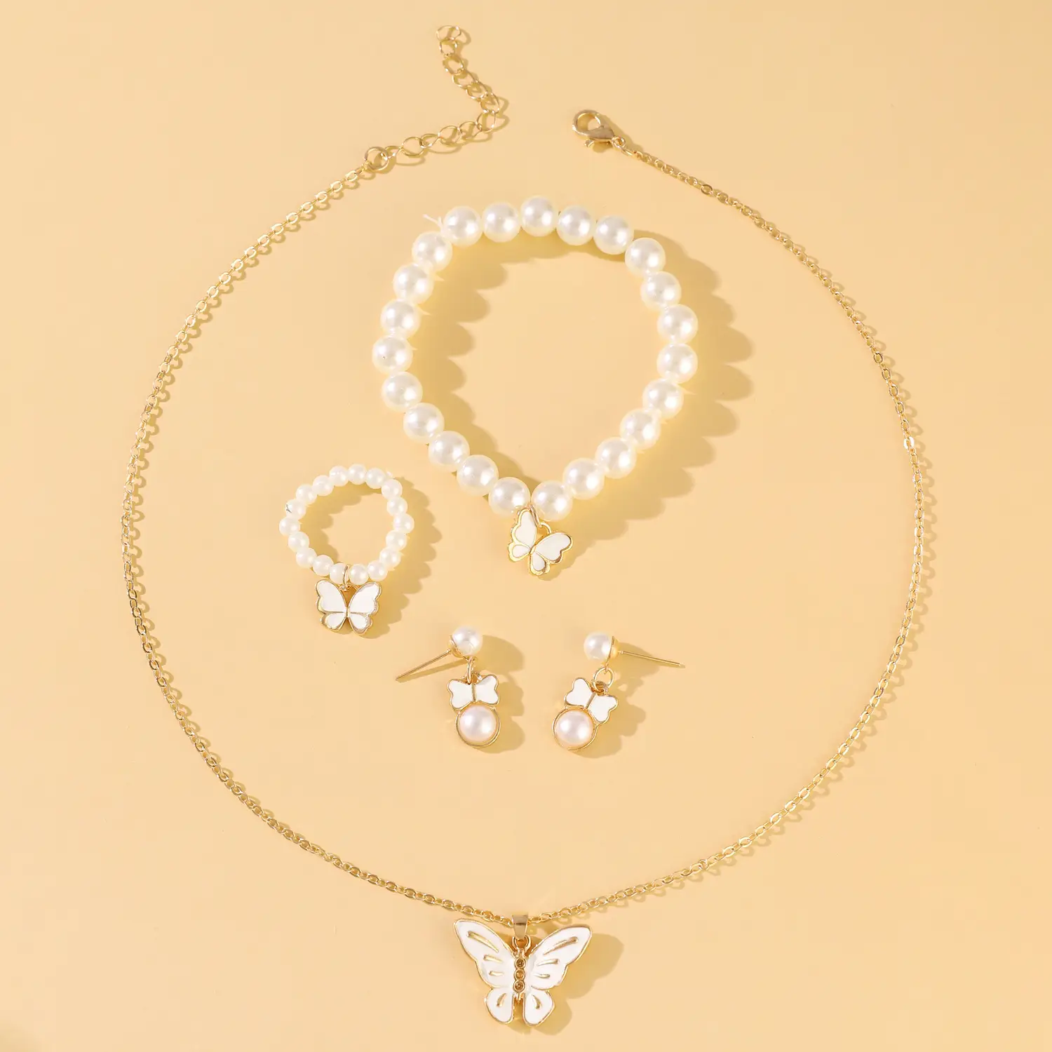 Elegant Diamond Zircon Necklace Earrings Set Gold Plated — feature 20