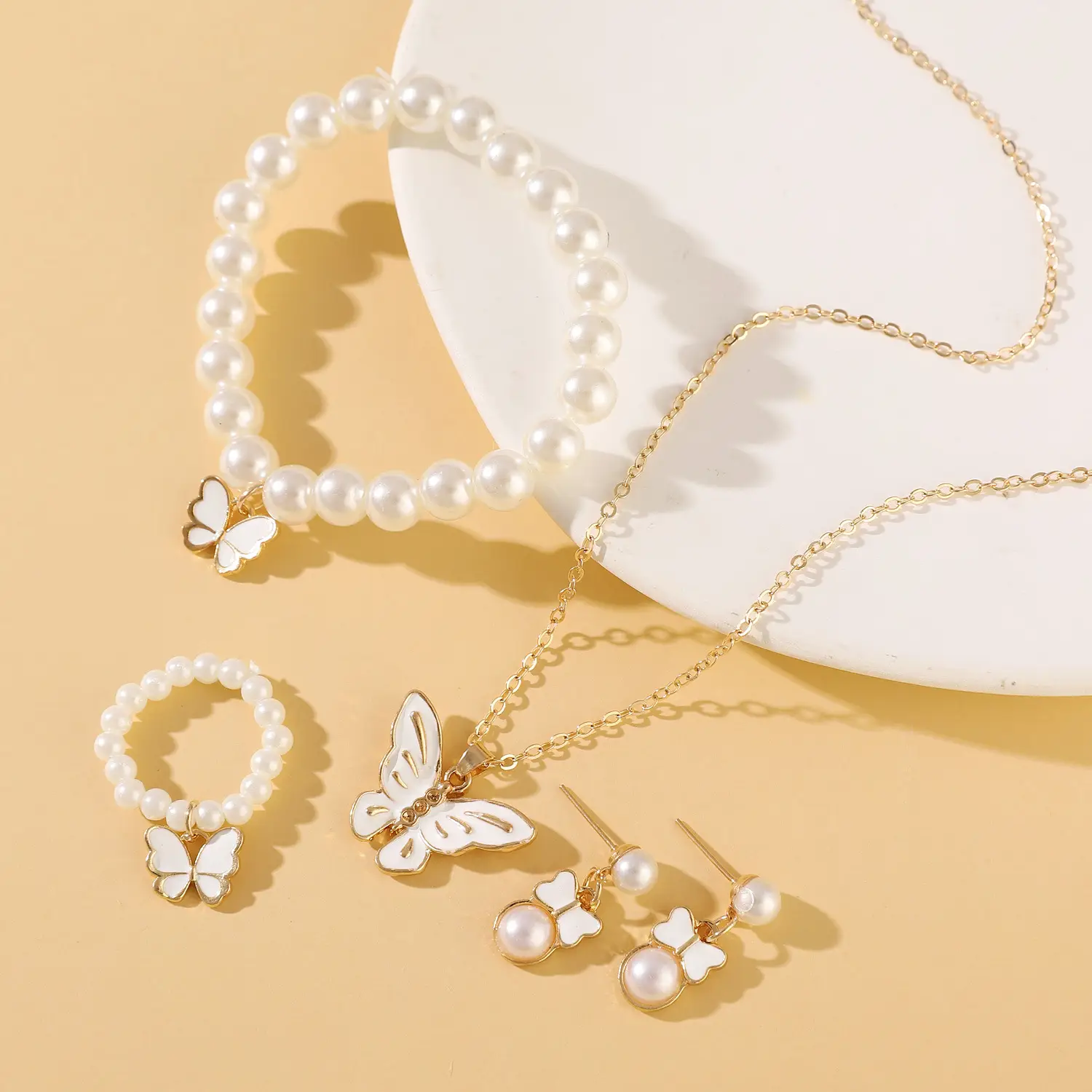 Elegant Diamond Zircon Necklace Earrings Set Gold Plated — feature 21