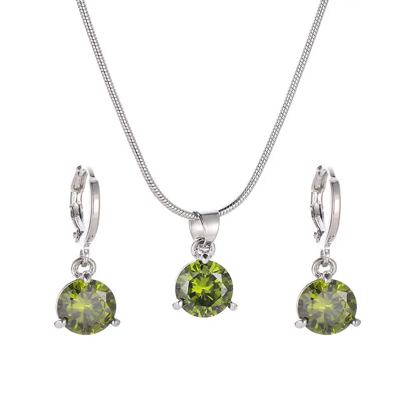 Elegant Diamond Zircon Necklace Earrings Set Gold Plated - Image 11