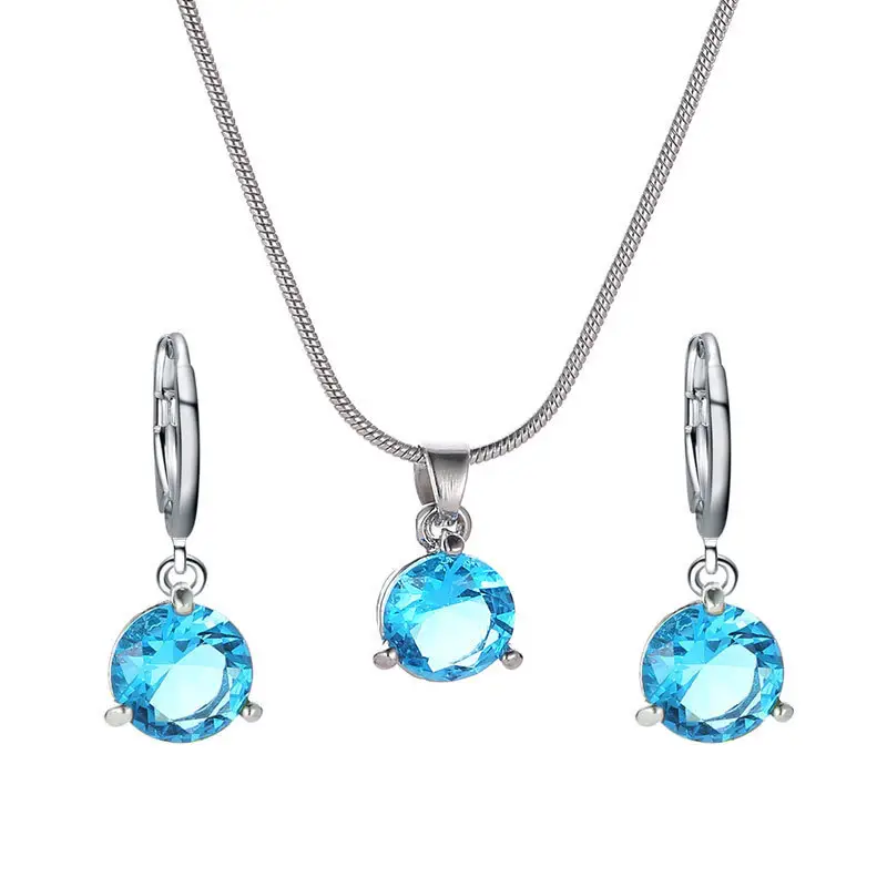 Elegant Diamond Zircon Necklace Earrings Set Gold Plated - Image 12