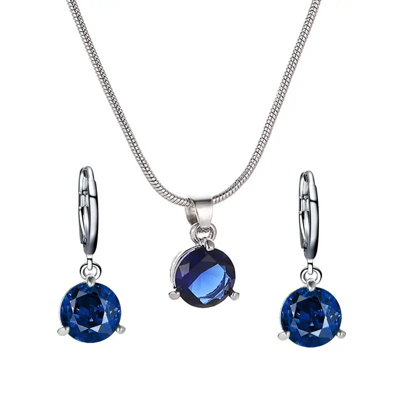 Elegant Diamond Zircon Necklace Earrings Set Gold Plated - Image 13