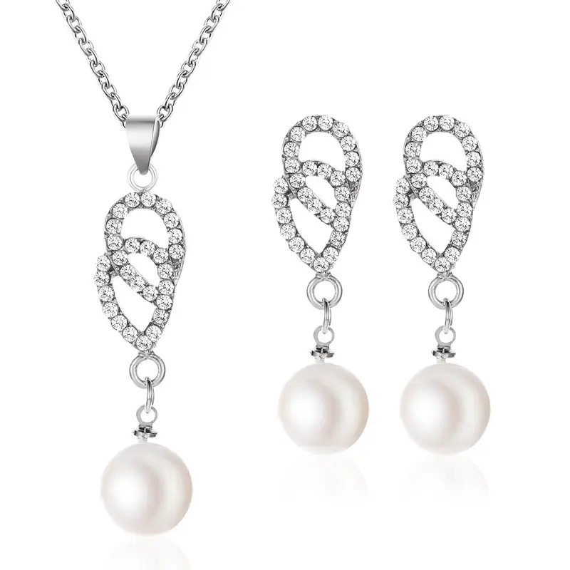 Elegant Diamond Zircon Necklace Earrings Set Gold Plated - Image 18