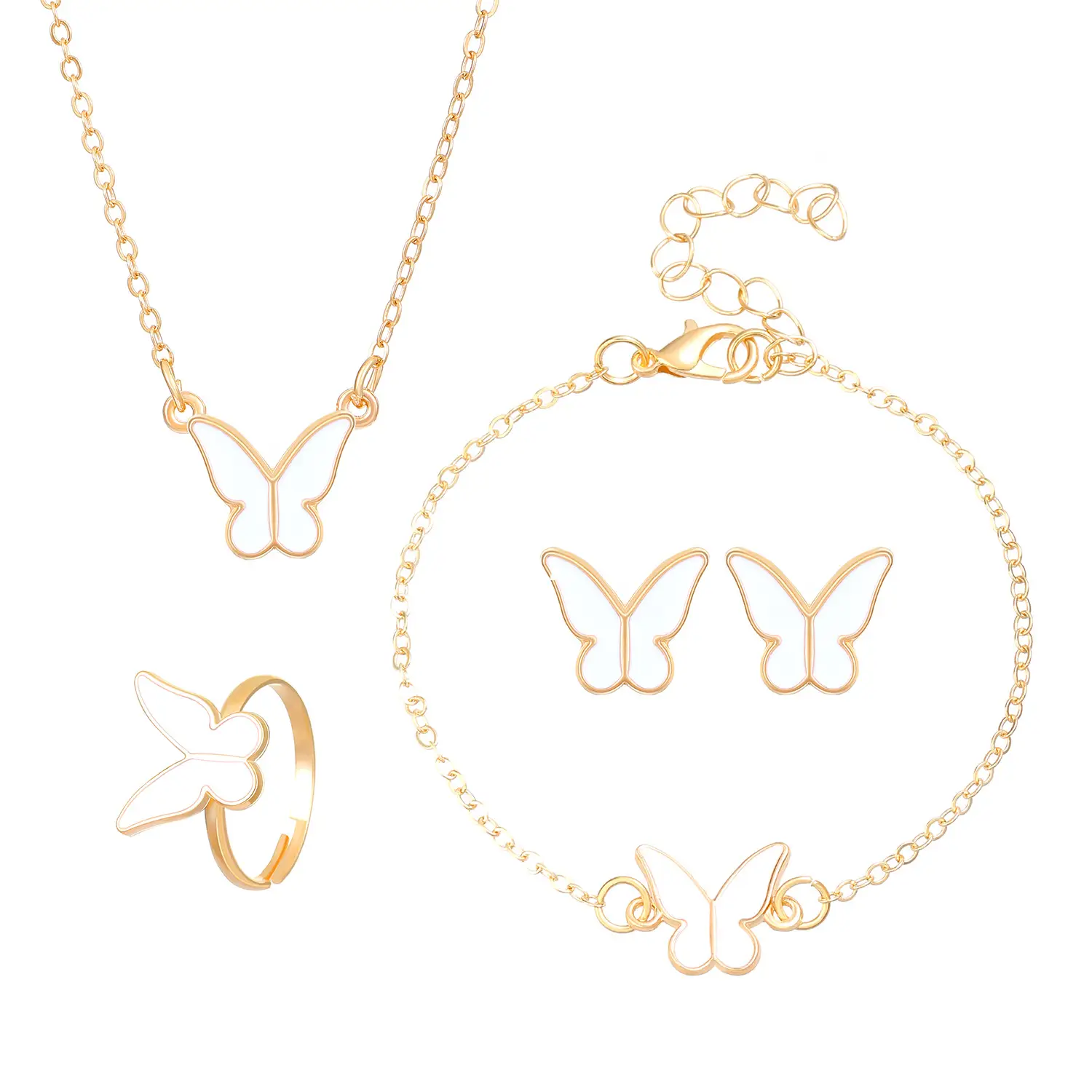Elegant Diamond Zircon Necklace Earrings Set Gold Plated - Image 29