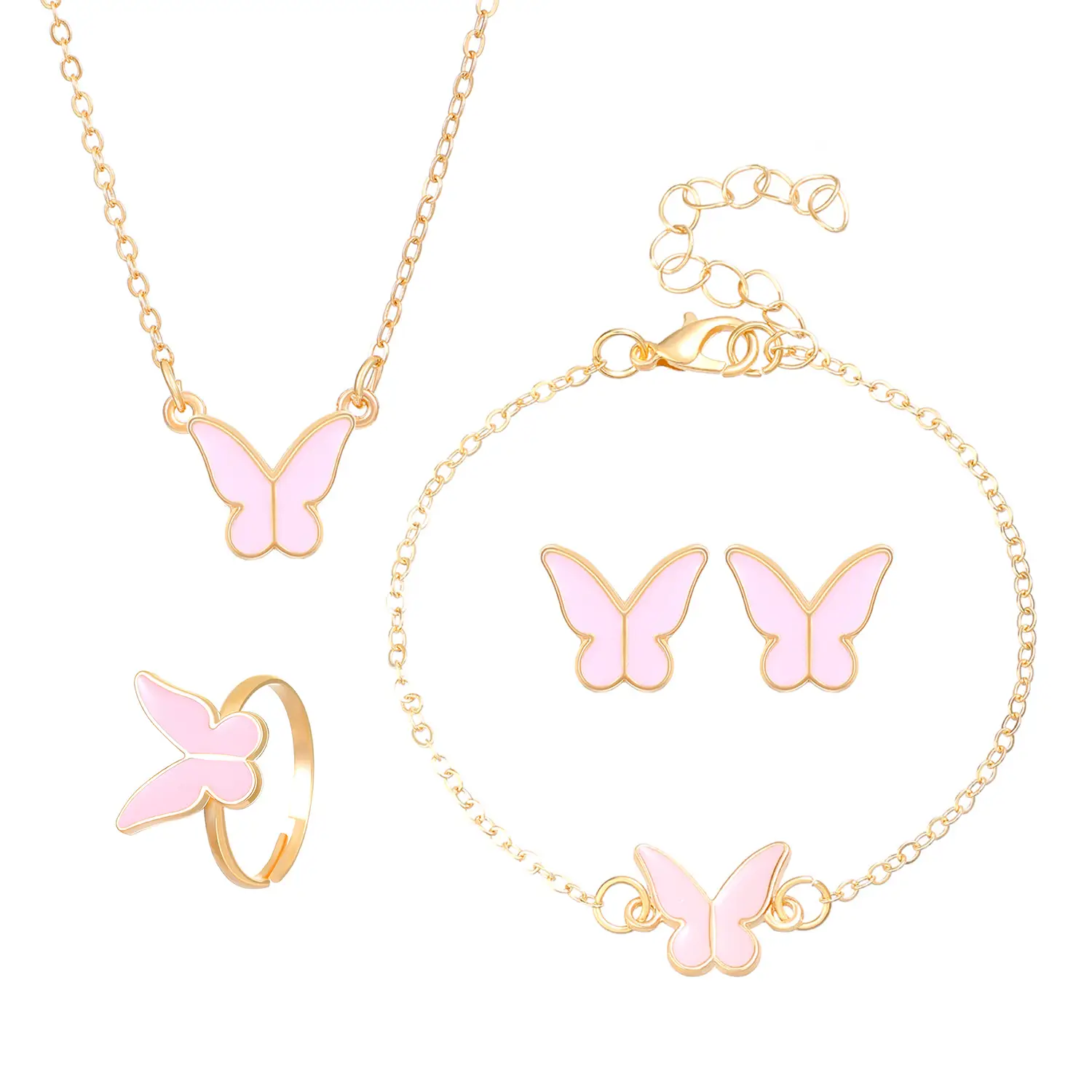 Elegant Diamond Zircon Necklace Earrings Set Gold Plated - Image 30