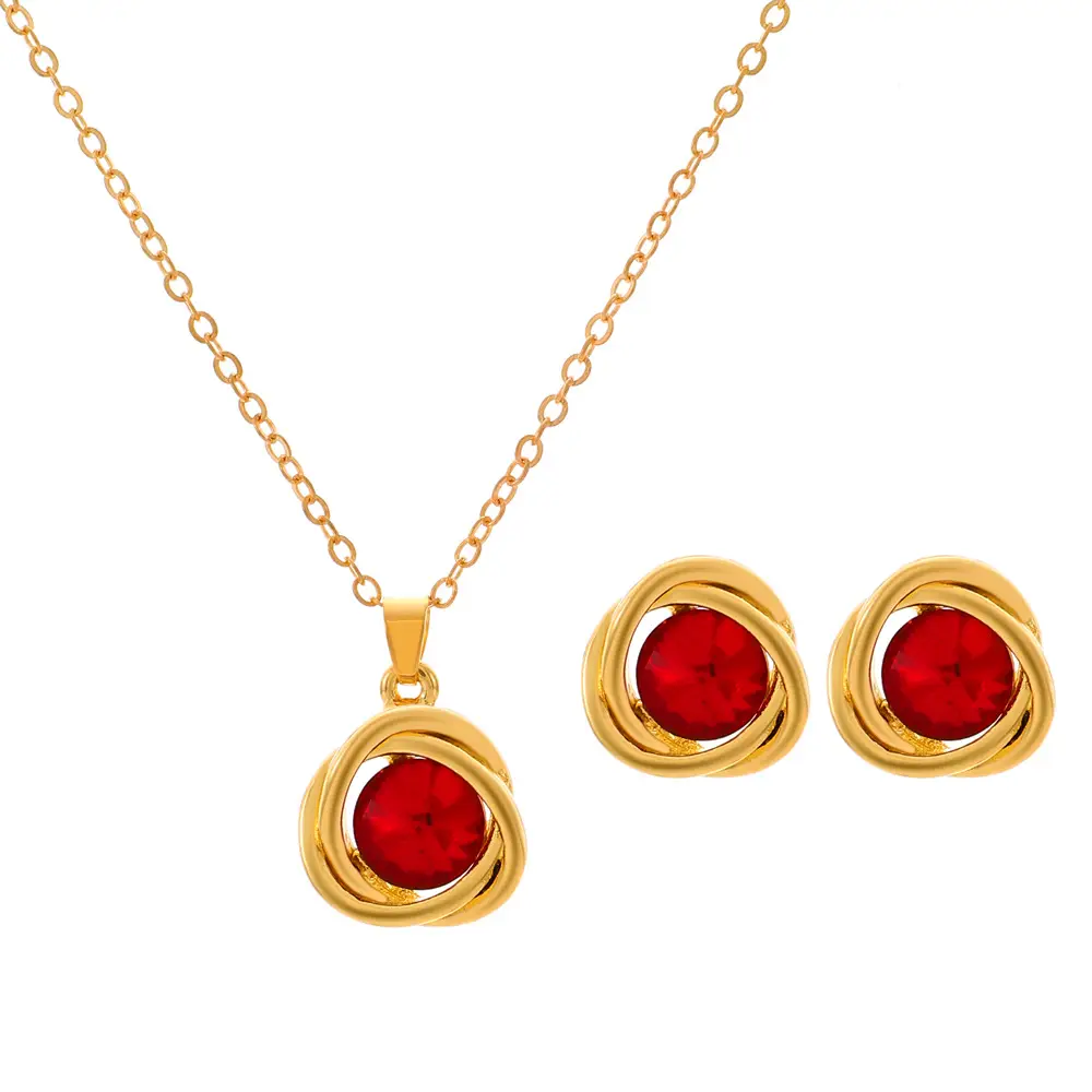 Elegant Diamond Zircon Necklace Earrings Set Gold Plated - Image 35