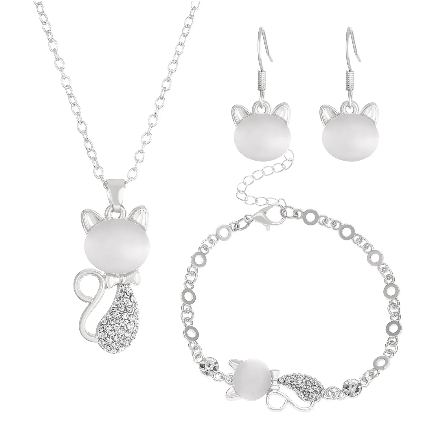 Elegant Diamond Zircon Necklace Earrings Set Gold Plated - Image 38