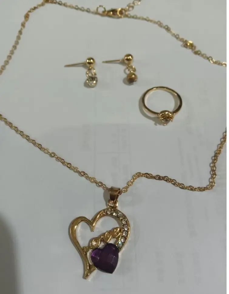 Elegant Diamond Zircon Necklace Earrings Set Gold Plated - Image 4
