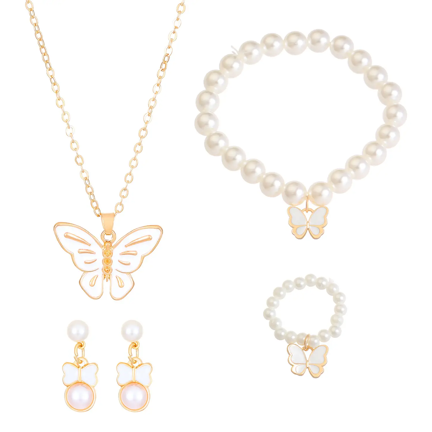 Elegant Diamond Zircon Necklace Earrings Set Gold Plated - Image 42