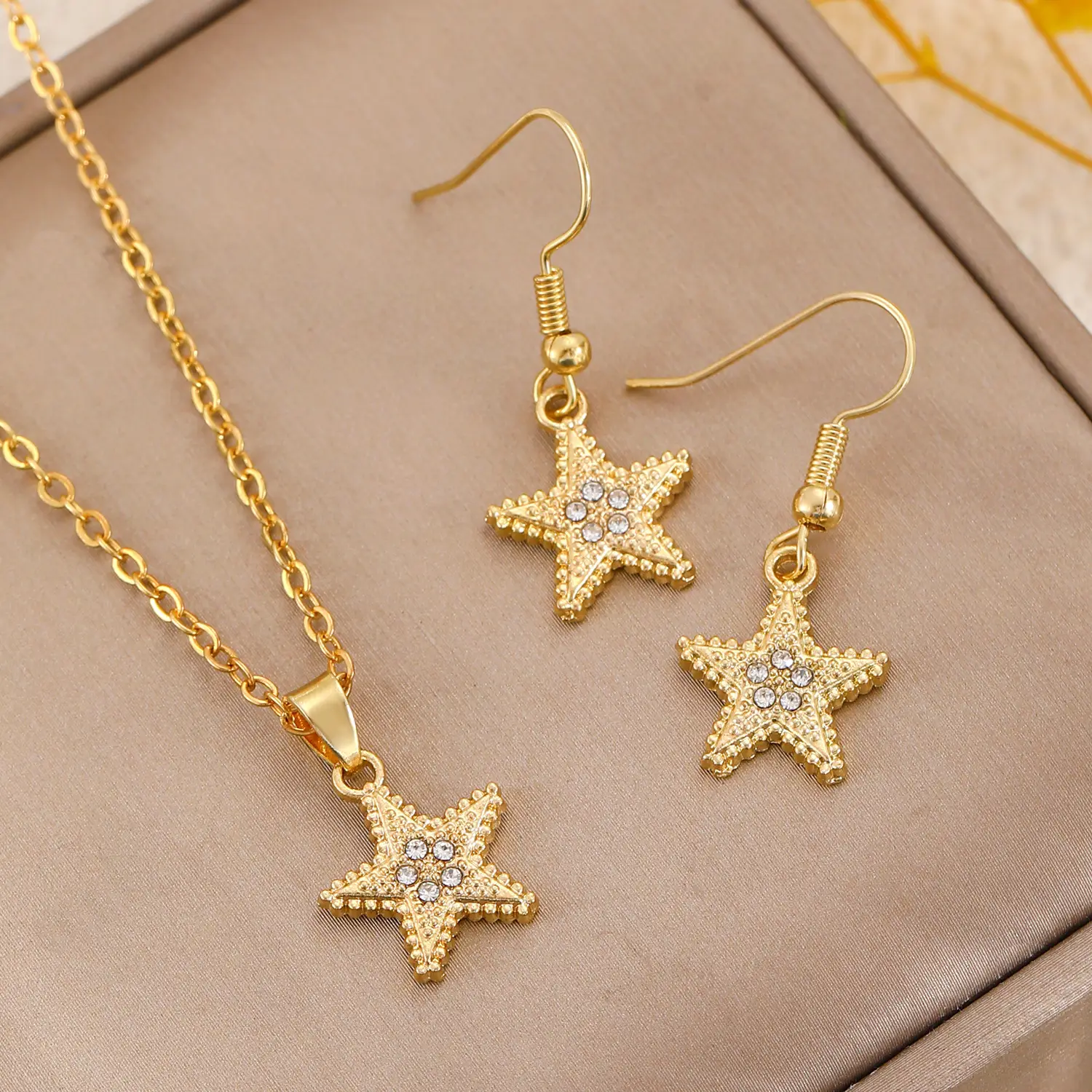 Elegant Diamond Zircon Necklace Earrings Set Gold Plated - Image 44