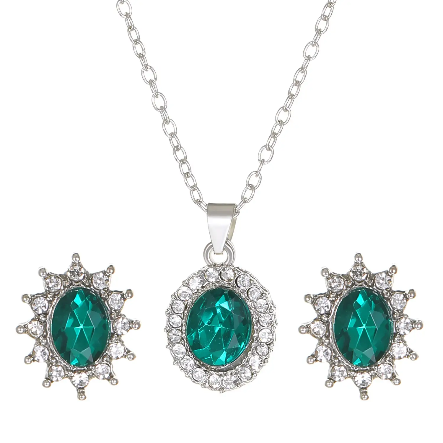 Elegant Diamond Zircon Necklace Earrings Set Gold Plated - Image 53