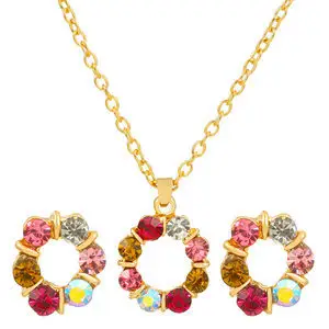 Elegant Diamond Zircon Necklace Earrings Set Gold Plated - Image 54