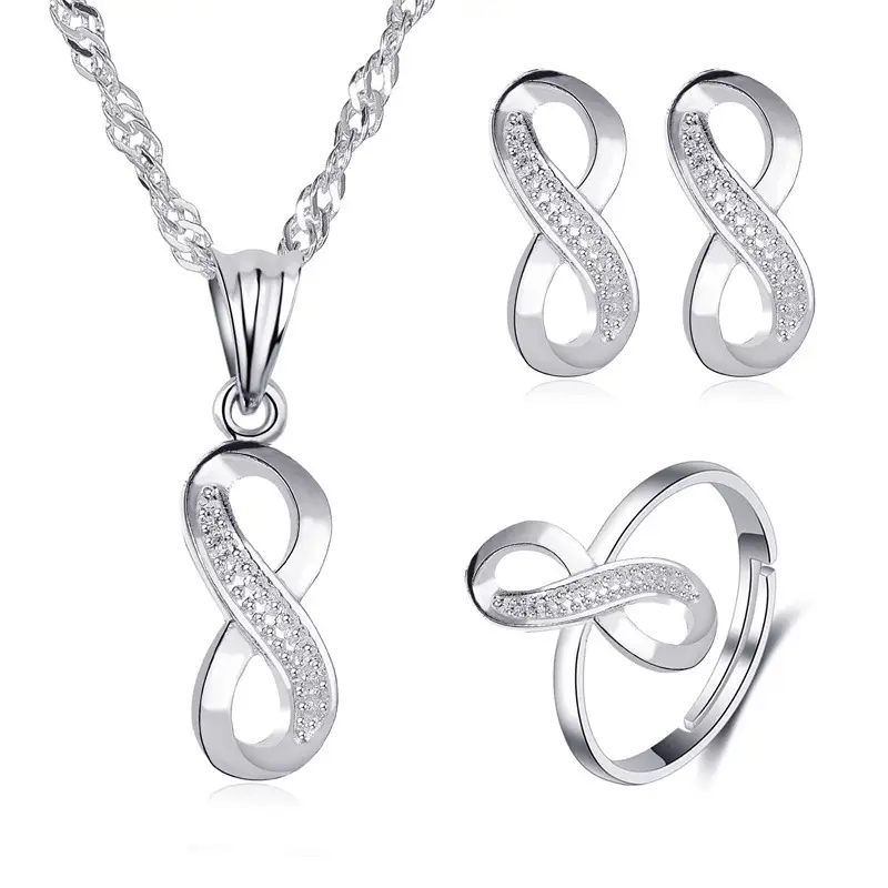 Elegant Diamond Zircon Necklace Earrings Set Gold Plated - Image 55