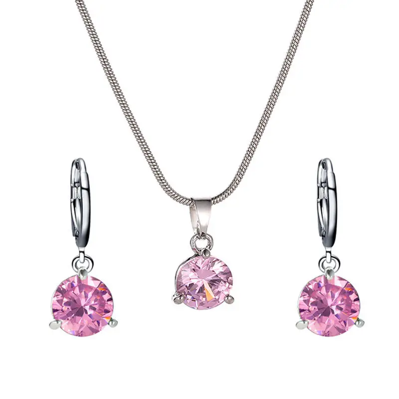 Elegant Diamond Zircon Necklace Earrings Set Gold Plated - Image 7
