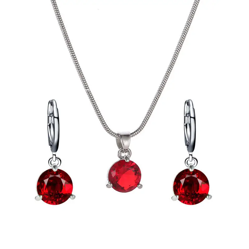 Elegant Diamond Zircon Necklace Earrings Set Gold Plated - Image 8