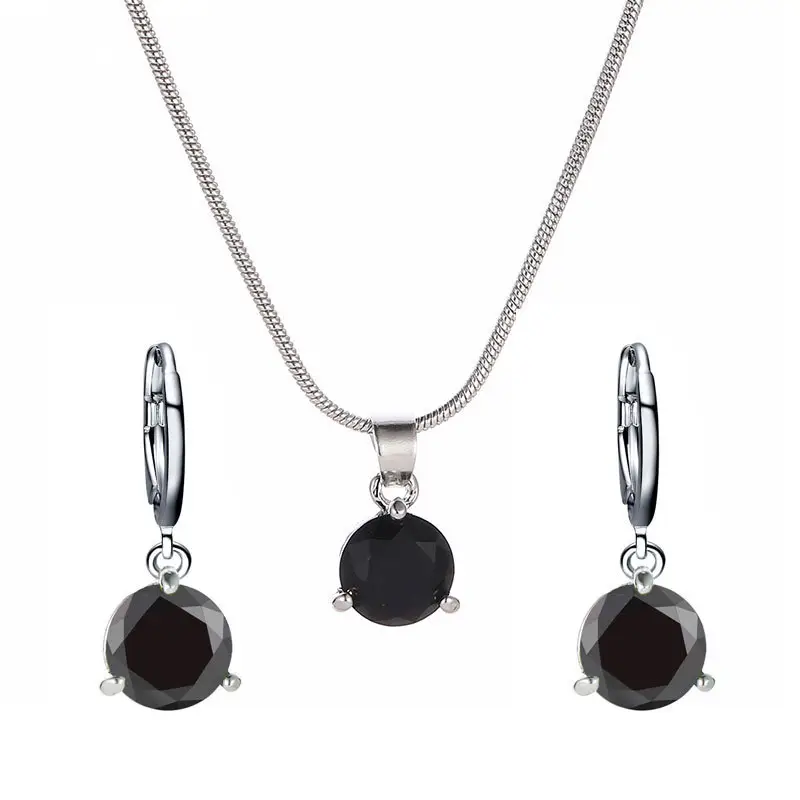 Elegant Diamond Zircon Necklace Earrings Set Gold Plated - Image 9