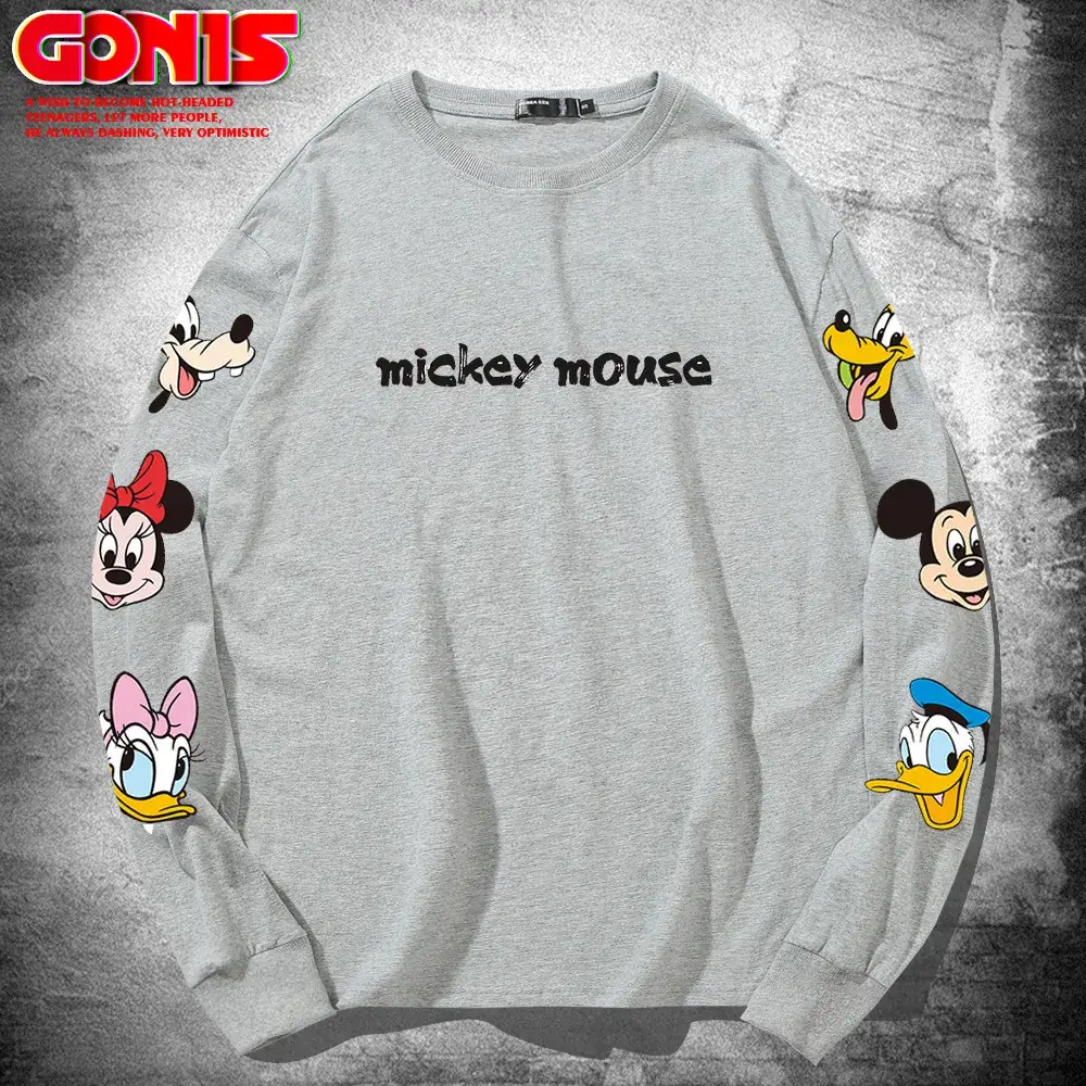 Mickey Mouse Long Sleeve Cotton T-Shirt Grey
