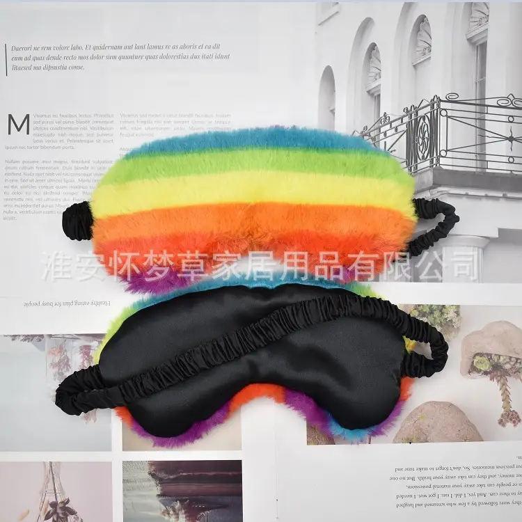 Pink Faux Fur Eye Mask for Girls Women Sleep Protection - Image 19