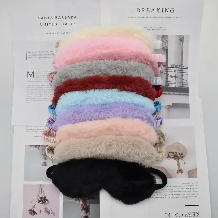 Pink Faux Fur Eye Mask for Girls Women Sleep Protection — feature 2
