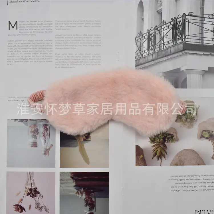 Pink Faux Fur Eye Mask for Girls Women Sleep Protection — feature 8