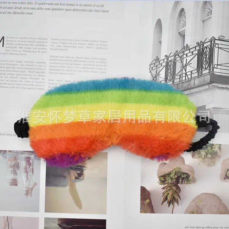 Pink Faux Fur Eye Mask for Girls Women Sleep Protection - Image 12
