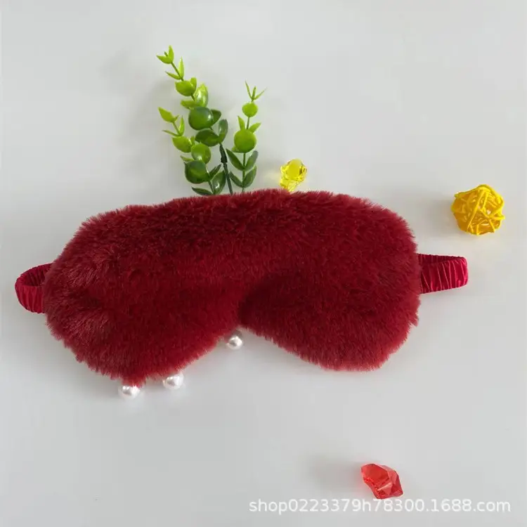 Pink Faux Fur Eye Mask for Girls Women Sleep Protection - Image 3