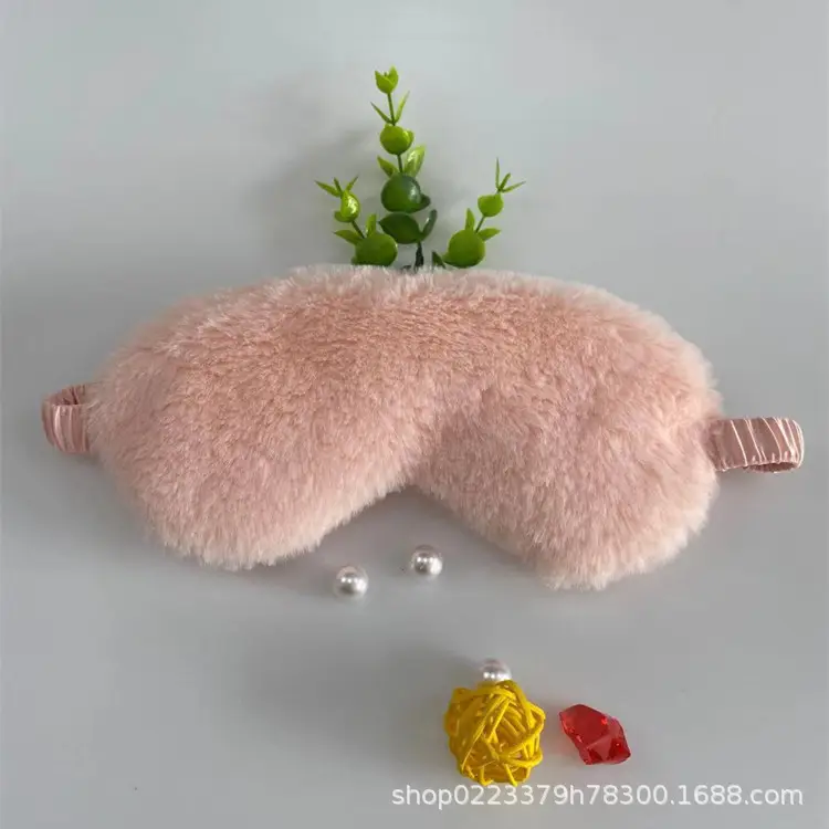 Pink Faux Fur Eye Mask for Girls Women Sleep Protection - Image 5