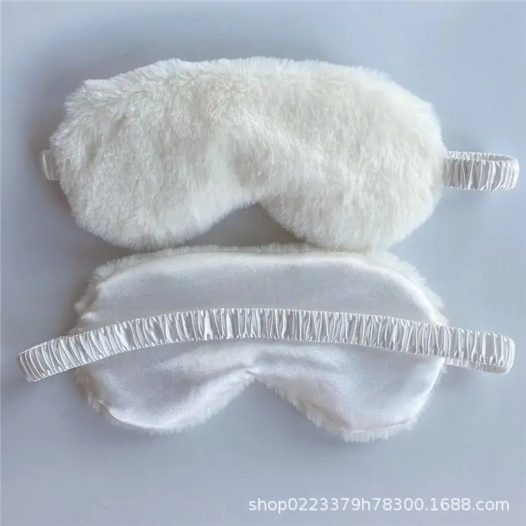 Pink Faux Fur Eye Mask for Girls Women Sleep Protection - Image 6