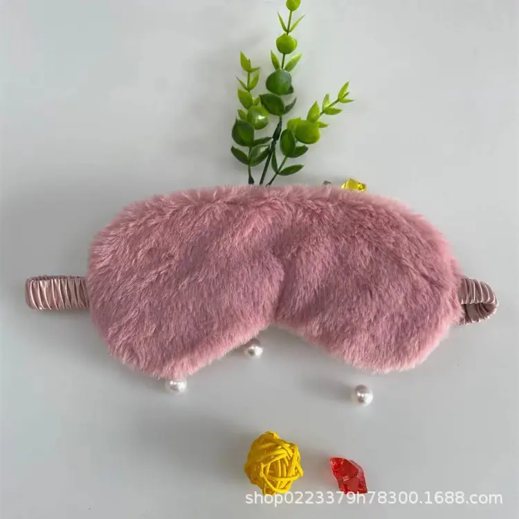 Pink Faux Fur Eye Mask for Girls Women Sleep Protection - Image 8