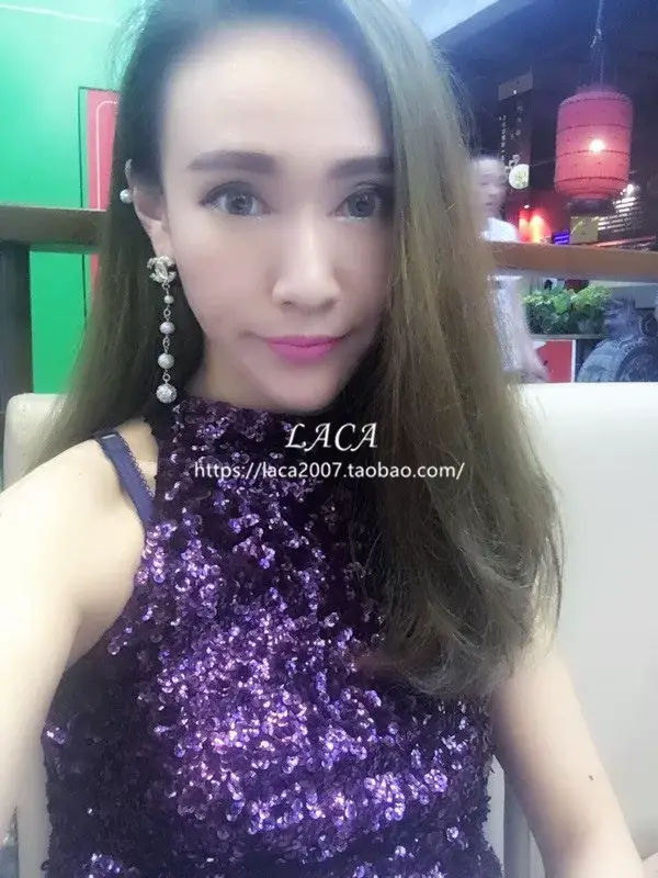 Black Sequined Halter Back Sleeveless Top — feature 13