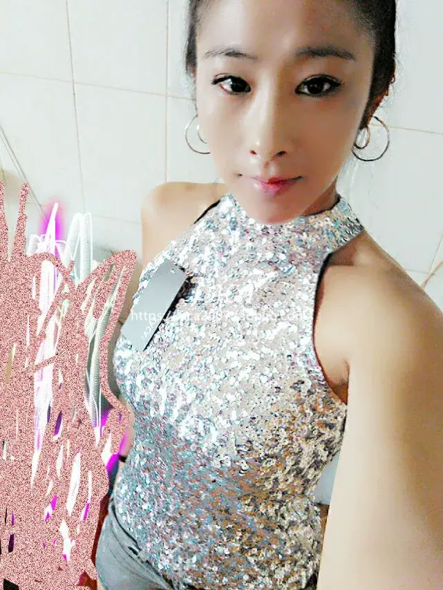 Black Sequined Halter Back Sleeveless Top — feature 15