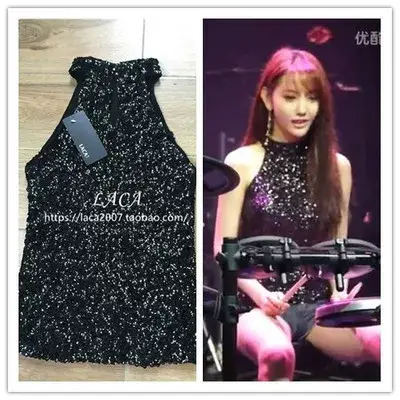 Black Sequined Halter Back Sleeveless Top — feature 16