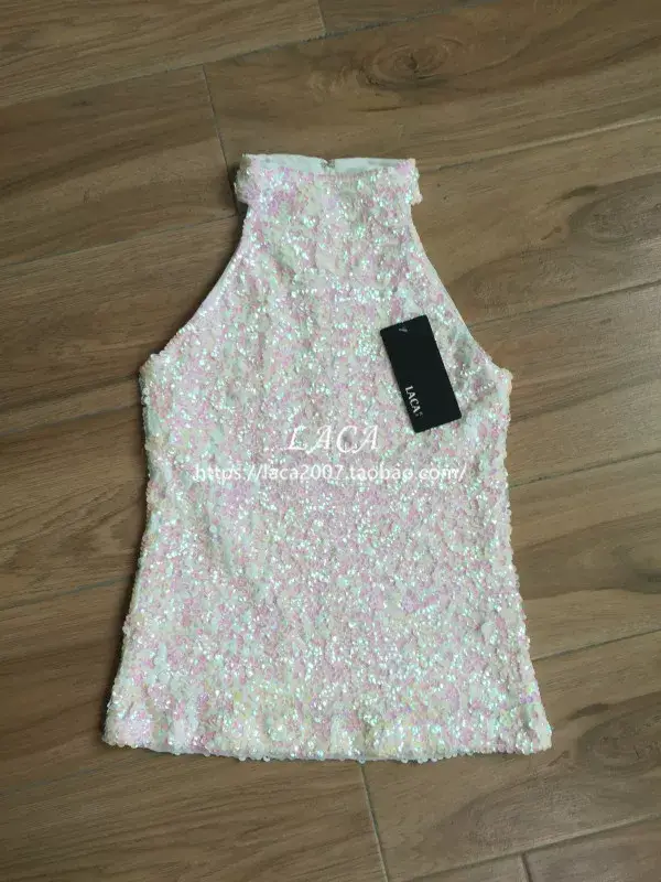 Black Sequined Halter Back Sleeveless Top — feature 25