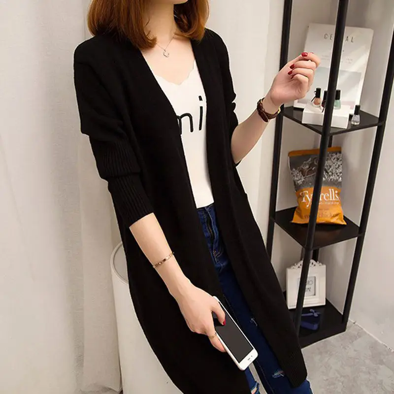 Women's Red Cardigan Mid-Length Korean Style Sun Protection