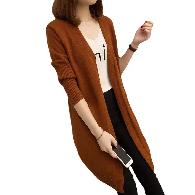 Women's Red Cardigan Mid-Length Korean Style Sun Protection