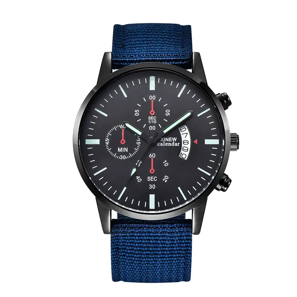 Men's Chronograph Quartz Watch with Blue Nylon Strap - Image 5