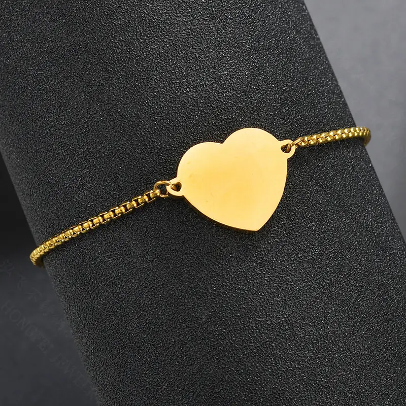 Stainless Steel Heart Bracelets Gold & Silver Adjustable Love Design
