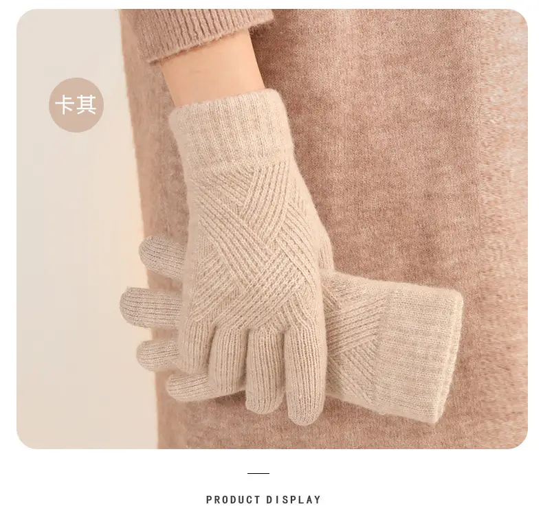 Winter Knitted Touch Screen Gloves Black Women Cycling Warm — feature 19