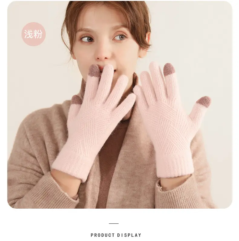 Winter Knitted Touch Screen Gloves Black Women Cycling Warm — feature 20