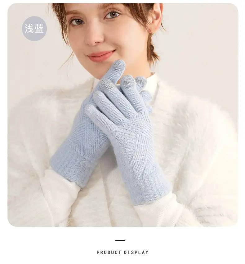 Winter Knitted Touch Screen Gloves Black Women Cycling Warm — feature 22
