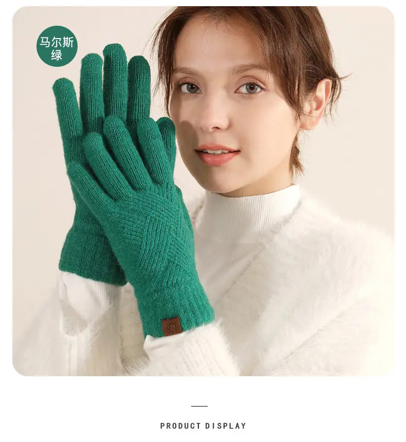Winter Knitted Touch Screen Gloves Black Women Cycling Warm — feature 24