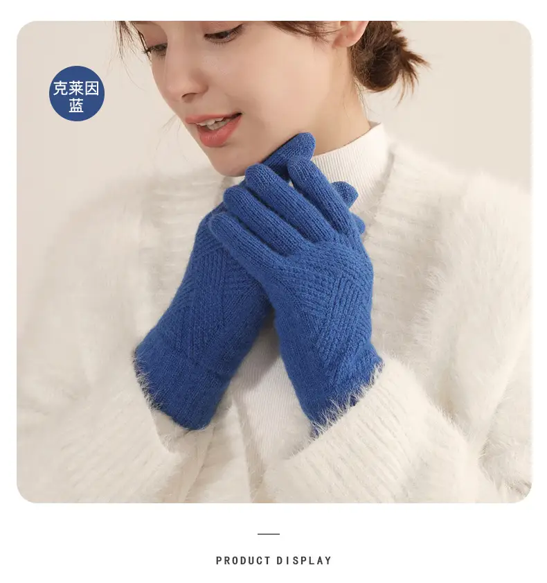 Winter Knitted Touch Screen Gloves Black Women Cycling Warm — feature 25
