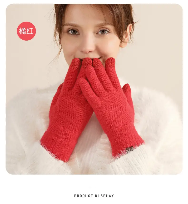 Winter Knitted Touch Screen Gloves Black Women Cycling Warm — feature 26