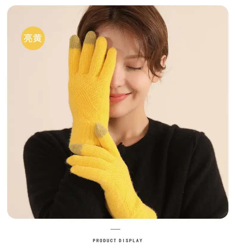 Winter Knitted Touch Screen Gloves Black Women Cycling Warm — feature 27