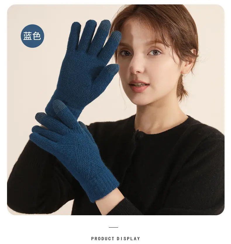 Winter Knitted Touch Screen Gloves Black Women Cycling Warm — feature 28