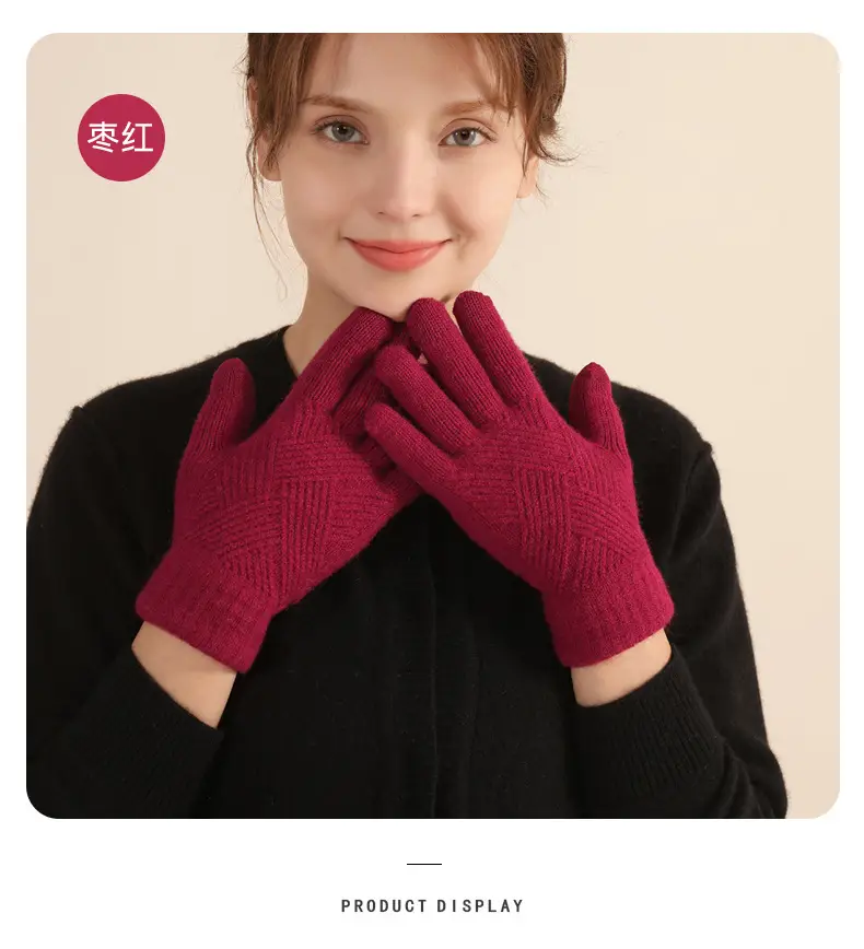 Winter Knitted Touch Screen Gloves Black Women Cycling Warm — feature 30