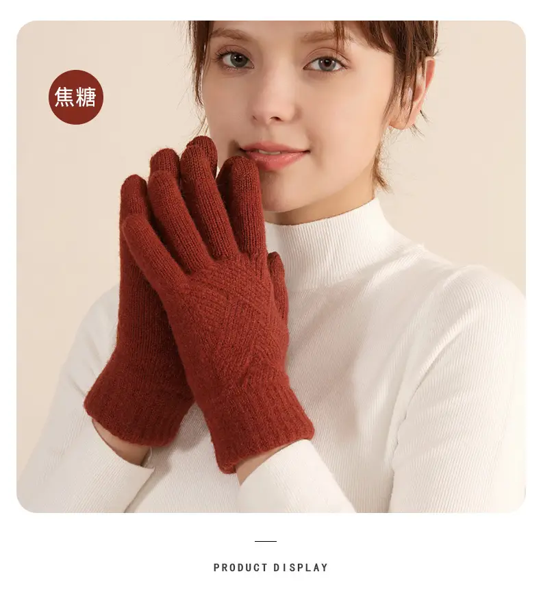 Winter Knitted Touch Screen Gloves Black Women Cycling Warm — feature 31