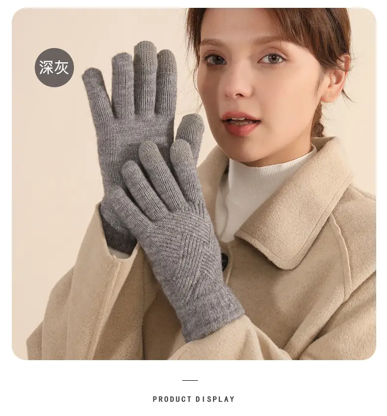 Winter Knitted Touch Screen Gloves Black Women Cycling Warm — feature 33