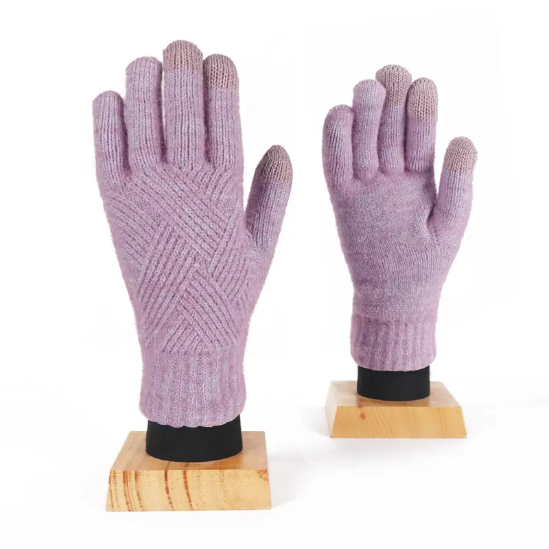 Winter Knitted Touch Screen Gloves Black Women Cycling Warm - Image 10